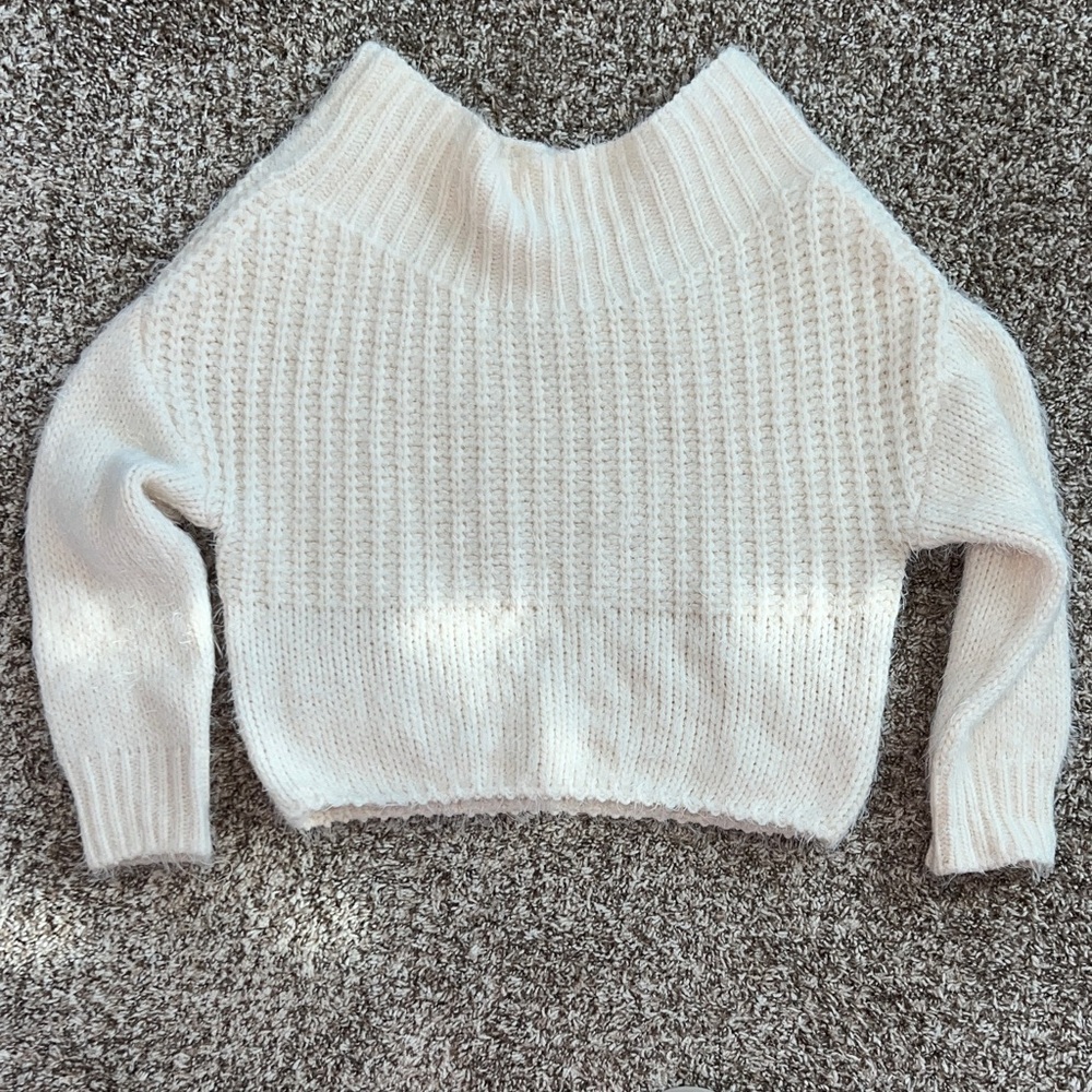 Boho Cream Turtleneck Off the Shoulder/ Wide neck Cozy Sweater